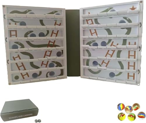 Playbooked Snakes and Ladders, Snakes & Ladders Book, Snakes and Ladders Board Game, Chutes and Ladders Board Game, Automatic Pop-Up 3D Game with Built-in Snake Mechanism (green)