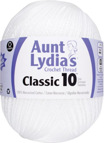 Aunt Lydia's Crochet Cotton Jumbo Size 10 Thread, White, Single
