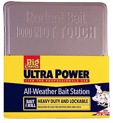 The Big Cheese Ultra Power All-Weather Metal Bait Station, Reusable, Lockable, Durable, Tamper Resistant, Indoor and Outdoor Use