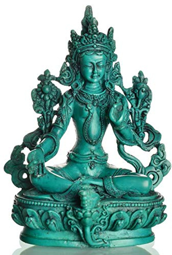 BUDDHAFIGUREN/Billy Held Grüne Tara Figur Estatua de Buda, Resina, Turquesa, 15 cm türiks