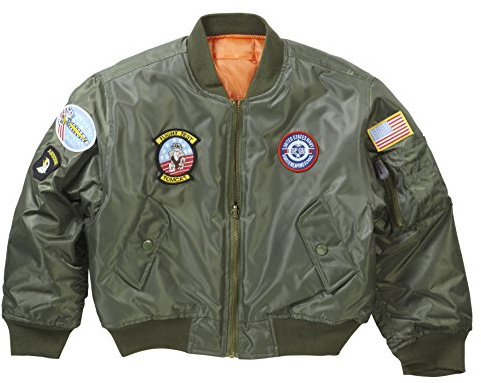 MA1 Bomber Flight Jacket with Badges (13-14 Years, Olive)