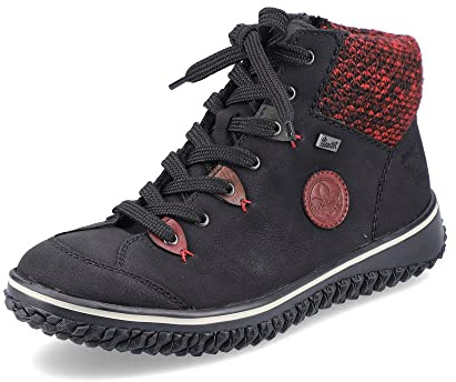 Rieker Dam Low-Top Sneaker Z4219, halvskor för kvinnor, vattenavvisande, riekerTEX, Svart kombi 00, 38 EU
