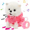 Hopearl Walking Pomeranian Interactive Electronic Pet Dog Toy Remote Control Leash Animated Puppy Nodding Barking Wagging Tail Gifts for Toddlers Birthday, White, 10''