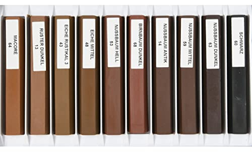 Hartwachsstangen Set mit 10 Farbtönen dunkel