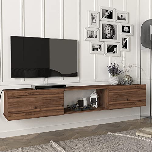 [en.casa] TV Lowboard Paltamo TV Schrank hängend Fernsehschrank 180 x 31 x 30 cm TV Board mit 3 Fächern Fernsehtisch Eicheoptik, dunkel