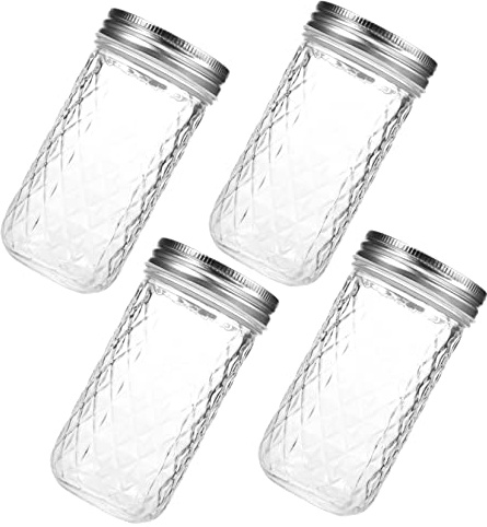 CIYODO 4pcs Glass Storage Tank Lids Jam Bottles for Honey Kitchen Jam Jars Sealed Honey Jars