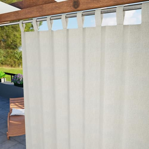 Byour3 - Balkon Markise Mit Stoffträgern Fallen Lassen Wasserdicht Anti-Schimmel Verdunkelungs Sonnenmarkise Vorhang Stoffringen Für Terrasse Pavillon UV Schutztuch (Elfenbein Natural, B.350 x 285 L)