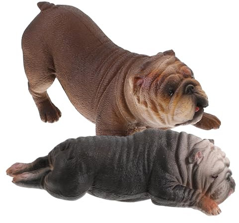 KOMBIUDA 2stücke Bulldogge Figur Simulationshund Hundemodell Realistischer Hund Statue Tier Figurine Dekorative Hundestatue Hundefigur Heimdekoration Hundedekoration