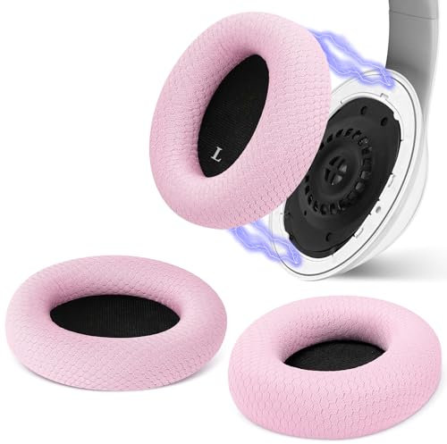 Kit cuscinetti auricolari Geekria SNAP di ricambio, compatibile con Beats Studio Pro, cambio facile magnetico, cuscinetti confortevoli, scambio in secondi (mesh rosa, 1 paio)