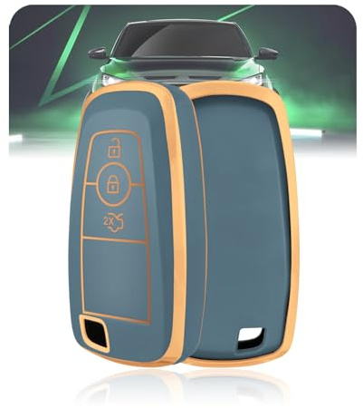 LELNOOS Autoschlüssel Hülle, Silikon Schlüsselhülle Schutz Schlüsselcover für Ford Ranger Raptor Wildtrak F150 S-Max Transit Tourneo Custom Connect Courier Mustang Ecosport Mondeo Edge Kuga Focus