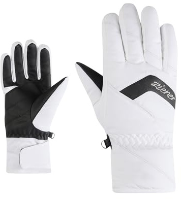 Ziener Karion-Z - Guantes de esquí para Mujer, Impermeables, sin PFC, Color Blanco, Talla 6