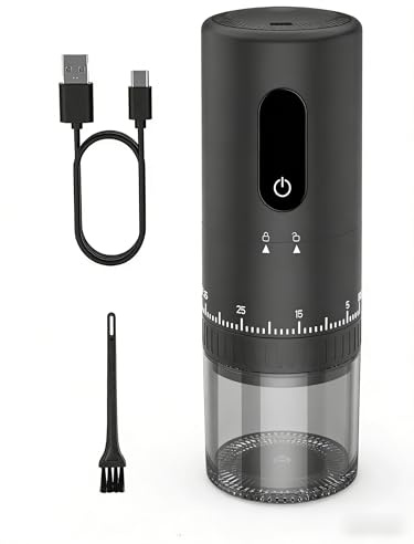 First Grind-Macinacaffè ricaricabile durante la ricarica con display LED migliorato, macinazione 1,7 volte più veloce con 38 impostazioni esterne regolabili e sbavature in ceramica, portatile da