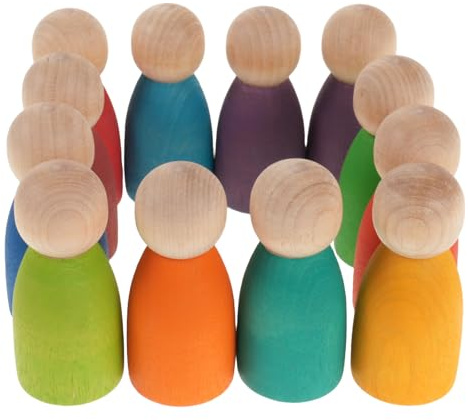 Gatuida 12 Figuras De Madera Con Clavijas De Colores Del ArcoíRis - Juguetes Educativos Montessori Para ClasificacióN Y Apilamiento - Juego De ConstruccióN Para NiñOs En Edad Preescolar Para Desarroll