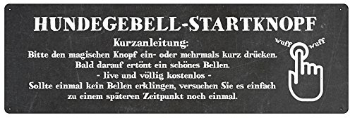 METALLSCHILD Blechschild Türschild HUNDEGEBELL-STARTKNOPF Hund Klingelschild SCHWARZ