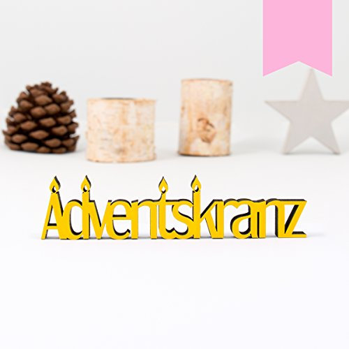 KLEINLAUT 3D-Schriftzug Adventskranz in Größe: 15 x 3,6 cm - Dekobuchstaben - 32 Farben zur Wahl - Rosa