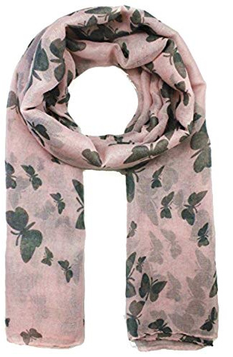World of Shawls Nytt fjärilstryck damer kändisstil halsdukar maxi, halsduk, sarong, sjalar, Baby rosa/grå,