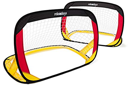 Relaxdays Pop-Up Tor 2er Set Deutschland, Mini-Fußballtor selbstentfaltend, HxBxT: 80 x 119 x 83 cm, schwarz-rot-gold