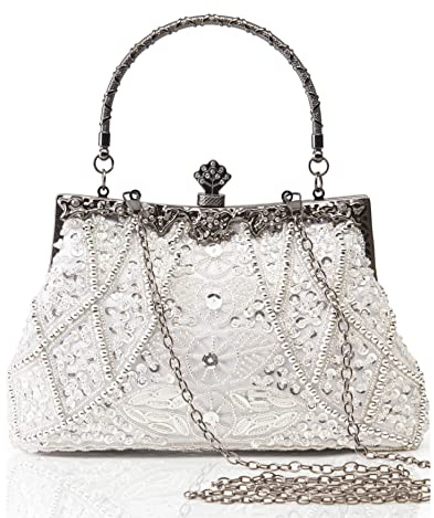 BABEYOND Abend-Clutch-Geldbörse für Damen – Vintage-Abendtasche, Zubehör für Damen, Gatsby 1920er Jahre, Perlen-Pailletten, Perlen-Clutch