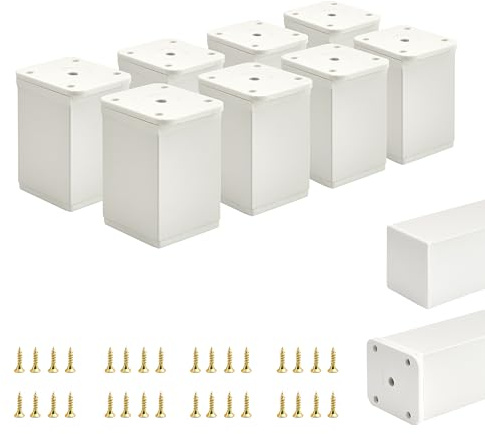 ALUSFERA Möbelfüße Verstellbar – 8er Set – Schrankfüsse mit Elegantes Design – Füße für Möbel 40 x 40 x 60 mm Einfache Montage mit Komplettem Schraubenset