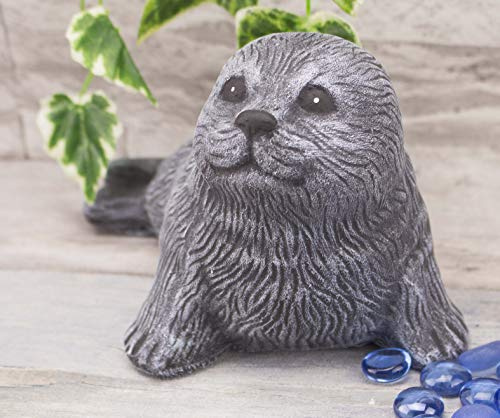 STEINFIGUREN SPICKER Steinfigur Robbe 205/1 Gartenfigur Steinguss Tierfigur Basaltgrau