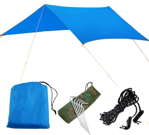 LSOAARRT 3X3 M 10X10 Ft wasserdichte Tarp Camping Tarp UV Light Taper Zelt Suntan UV Cut Camp Ultra Lightweight Zelt Vorhang Ausgestattet mit Outdoor Storage Case