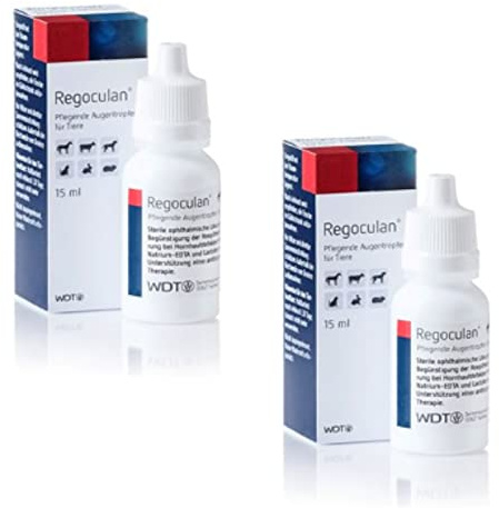 WDT Regoculan Augentropfen | Doppelpack | 2 x 15ml | Augentropfen mit Natrium-EDTA und Lactoferrin für Tiere | Kann unterstützend Regenerationsfördernd sein | Bei Hornhautdefekten