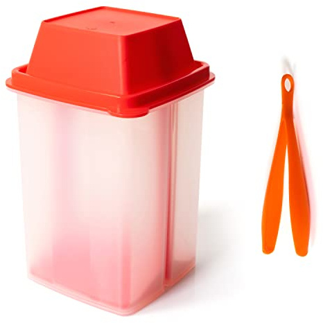BloxBerry Tarro de pepinillos con inserto de colador, recipiente de plástico a prueba de fugas, para frutas frescas o verduras en escabeche, completo con pinzas