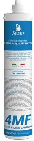 Swan Filtro acqua a baionetta 4MF Carbone Attivo Filtrazione a 0.5 Micron Compatibile con Everpure 4C