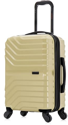 InUSA AURUM Hardside Luggage with Spinner Wheels | 20 in Durable Lightweight Carry on Suitcase for Travel | Zipper Clouser Suit Case with Gel Handles and Trolley | Champagne