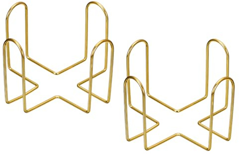 sourcing map 2Stk Untersetzer Halter 2.17 - Eisen Metall Untersetzer Ablage Rack für Beide Runde und Quadrat Halten 6 Untersetzer (Gold)