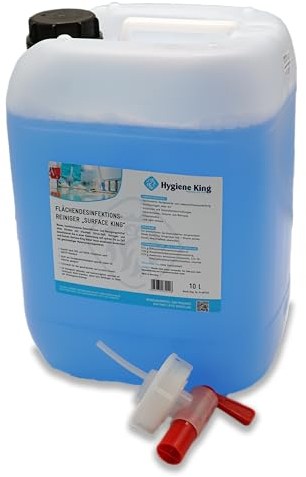 Desinfektionsreiniger für Oberflächen | hocheffizient | begrenzt viruzid | 10L Kanister mit Auslaufhahn | Wellness, Solarium, Yogamatte, Sportgeräte, Gastro, Kunstleder