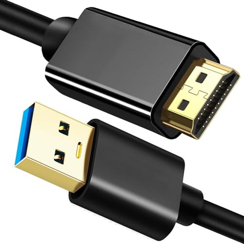 TIEDXIOY USB to HDMI Cable, USB to HDMI Adapter for Monitor, USB 3.0 Male to HDMI Male Adapter for TV/DVD Player/Projector-0.5m/1.6FT
