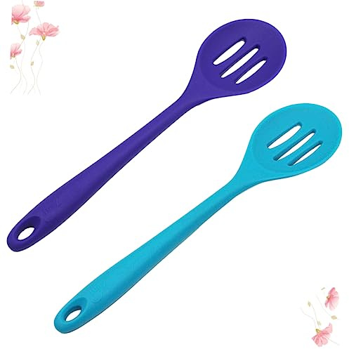 Cabilock 2 Piezas colador tenedor para pasta cuchara de cocina de silicona utensilios de cocina antiadherentes cucharas de sopa cuchara ranurada utensilio de cocina ensalada
