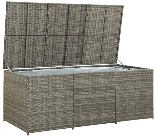 Homgoday Gartenbox Poly Rattan 180x90x70 cm Grau Gartenmöbel Model46479