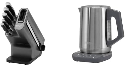 Ninja Foodi StaySharp Knife Block with Integrated Sharpener, 5-Piece Knife Set includes Chef Knife & Ninja Perfect Temperature Kettle, 1.7L, with Temperature Control, LED Display