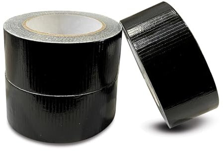 JeeJaan® Black Duct Tape | 3 Rolls of 50mm x 50m Gaffer Tape | Water Resistant Duck Tape/Guffa/Cloth | Adhesive Tape Multi-Use for Outdoor/Indoor | Strong Adhesive Tape Perfect for sealing fixing