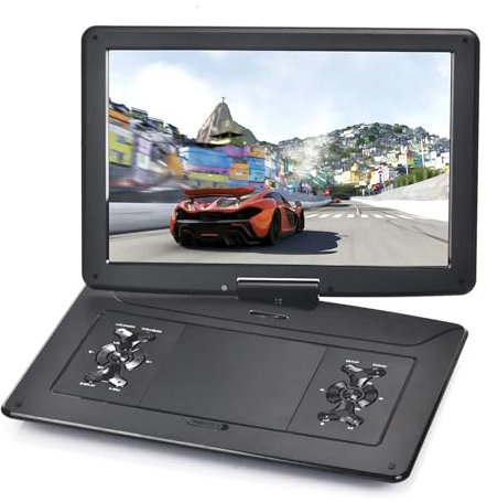 CHANGLKJ Lettore Dvd Portatile da 17,9 con Ampio Schermo HD da 15,6 E Batteria Ricaricabile da 5000 mAh, Supporto Trascrizione, Avi, JPEG E Altri Formati, Schermo Girevole in Modo, per Viaggi