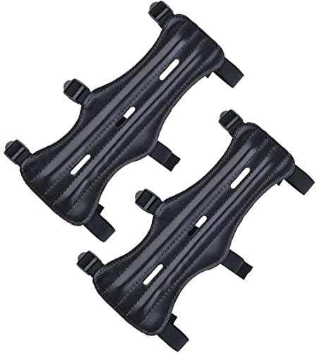 Bågskytte armskydd läder underarmsskydd båge tillbehör med justerbara remmar 2 st bågskytte armskydd