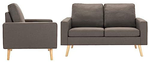 CINDERFUL 2-TLG. Sofagarnitur Stoff Taupe,Gemütliche Couchgarnitur aus Stoff mit Sessel und 2SitzerSofa – Entspannung pur Möbel, Wohnzimmer