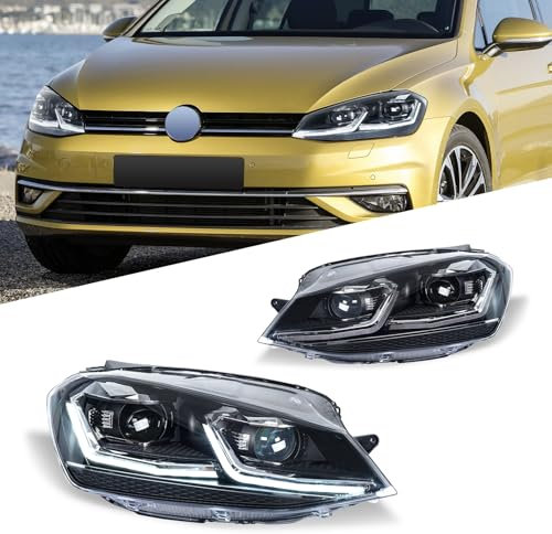 Archaic Scheinwerfer kompatibel mit VW Golf 7.5 MK7.5 TSI TDI 2017-2019 (Nur für Standard -Halogen),mit E-Prüfzeichen