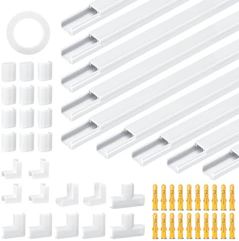 10 Pezzi Canalina per Cavi Autoadesiva, Canalina Passacavi Adesiva, Verniciabile, 400mm*15mm*10mm, Canalina per Cavi Tv, Copertura Per Cavi per Computer A Casa O In Ufficio