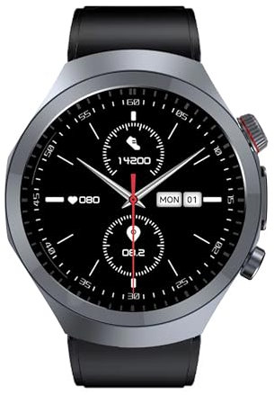 Knauermann Pro 3 Plus Ronde (2025), Montre sanitaire, smartwatch avec Fonction téléphonique, Pectoral ECG Plus HRV et Fonction SOS, écran AMOLED BT Bluetooth, apnée du Sommeil, Bracelet en Silicone,