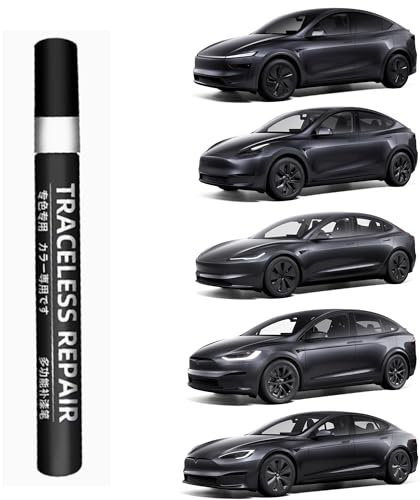TOPABYTE Stylo de Retouche pour Tesla Model Y Juniper Model 3 Highland Model X Model S Peinture pour Réparer les Éclats de Pierre et les Rayures sur la Voiture, Stealth Grey - PN01