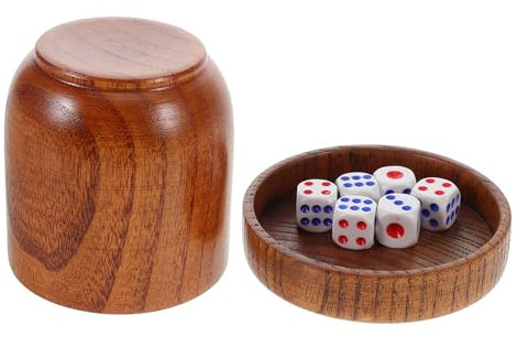 FUNNETOYU Würfelbecher Aus Holz Mit Deckel Und Würfeln Für Bar Ktv Würfel Partyzubehör Holzwürfelbecher Zum Streuen Spielwürfelzubehör