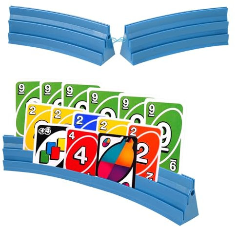 Gatphy 4 Stück Kartenhalter Spielkarten 3 Rampen Spielkartenhalter zum Hinstellen Stackbar mit Magnetische Montage Spielkartenhalter Poker für Feiern Senioren Kinder Arthritis (Blau)