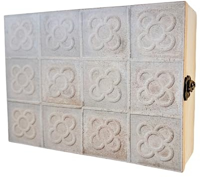 LEKE GO Caja para Llaves de Madera con 5 colgadores de Pared para Entrada, Armario para Llaves diseño Decorativa, Guardallaves para Recibidor 24x16,5x6 cm (Panot Barcelona)