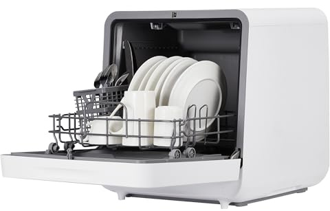 Portable Dishwasher Countertop with Large LED Display - No Plumbing Needed, 5 L Built-In Tank & Faucet Dual Inlet, Self-Priming Pump, 72℃ High-Temp Drying for Sanitizing, Compact for RV/Apartment/Dorm