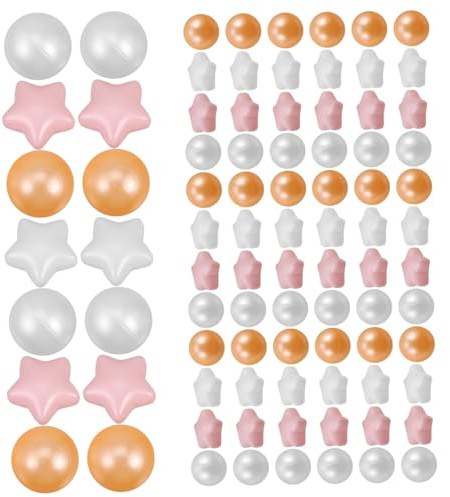 Bälle für Bällebecken 100 Stück Eva Spielbälle für Kinder | Runde und Sternförmige Form, Leicht und Dekorativ, für Spielzelte und Spielbereiche