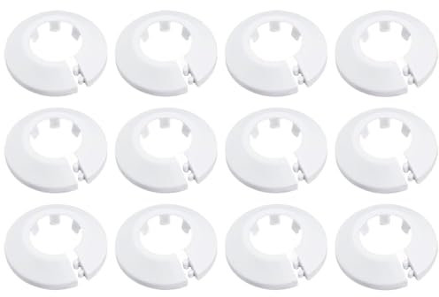 ​​12Pcs White Radiator Pipe Covers Plastic Caps for 15-20mm Pipes Small Decorative Collars Water Pipes Wall Pipe Covers Sleeve Concealer​