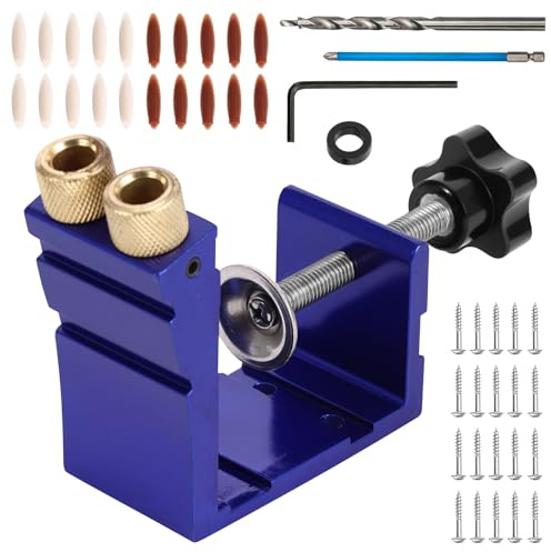 Bryzal 3-in-1 Pocket Hole Jig Kit, Pocket Hole Jig Kit, Metal Pocket Screw Jig 15 Degree Drilling Locator,Pocket Dowel Hole Jig System Set Wood Joint Angle Tool